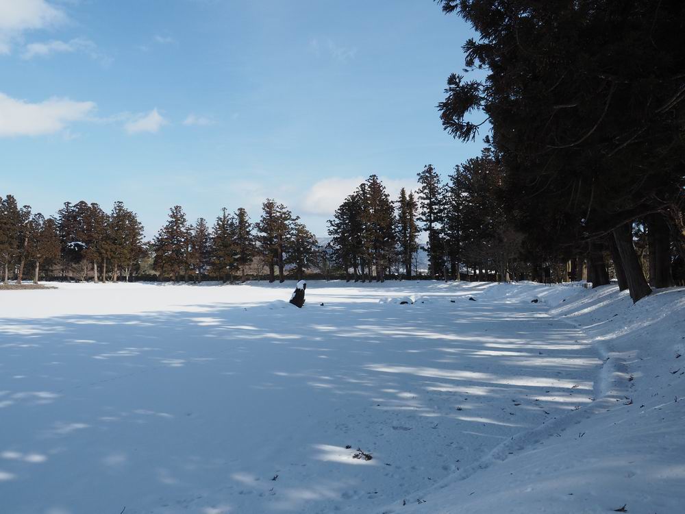 毛越寺冬の風景大泉ヶ池の風景１