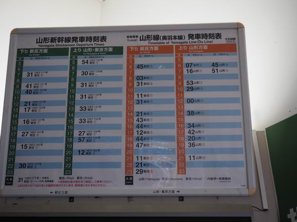 大石田駅の電車時刻表