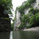 猊鼻渓舟下りの初夏の風景写真