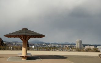 青葉城址公園の仙台一望の写真
